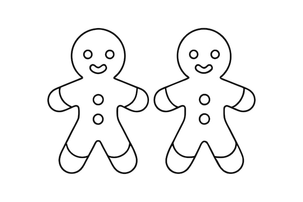 Dos hombres de pan de jengibre ilustración vectorial de arte de línea