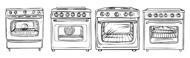 dos hornos uno al lado del otro mostrando el lado izquierdo inferior del horno