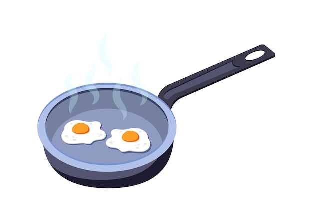 Dos huevos fritos en un diseño plano vectorial aislado en un fondo blanco