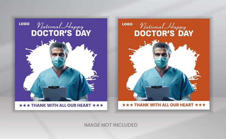 dos imágenes de un cartel del día de los médicos