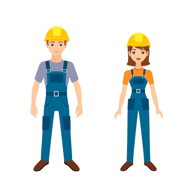 Dos jóvenes trabajadores. ilustración aislada sobre fondo blanco