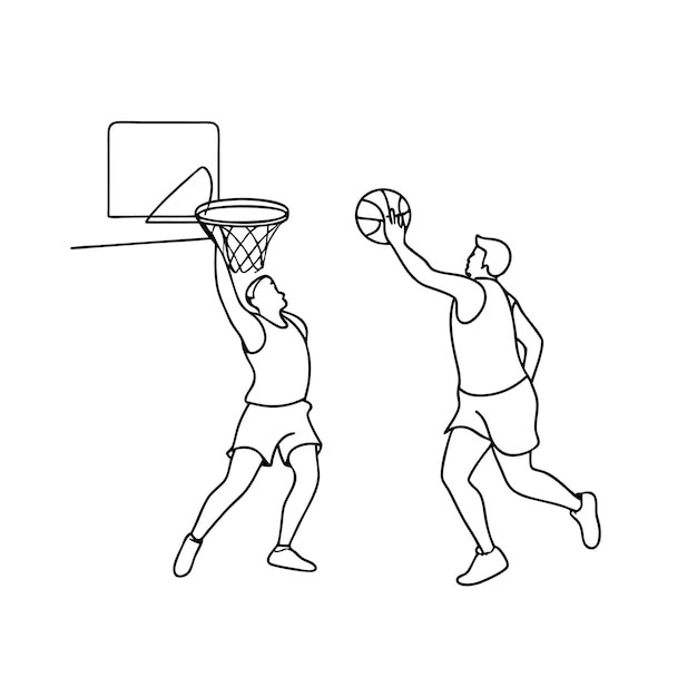 dos jugadores de baloncesto están jugando con un fondo blanco