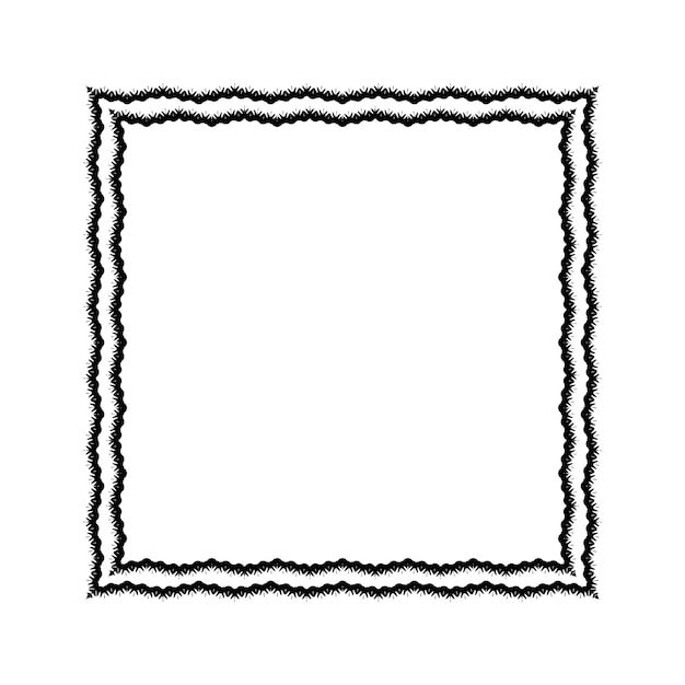 Dos líneas onduladas que forman un marco cuadrado Ilustración vectorial de borde decorativa y floral