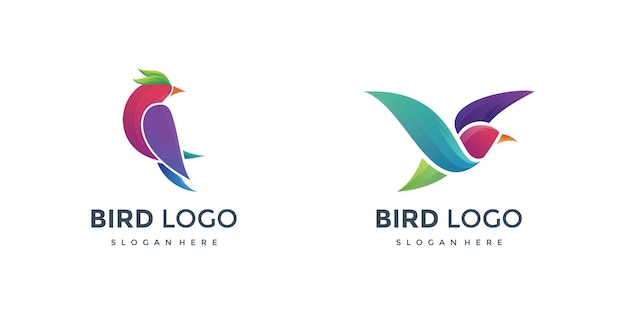 Dos logotipos de aves de colores