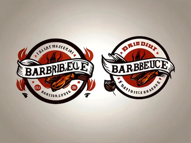 Vector dos logotipos de barbacoa y un fuego