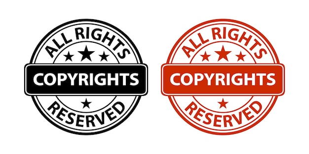 dos logotipos de todos los derechos y las palabras todos los derechos están escritos en rojo