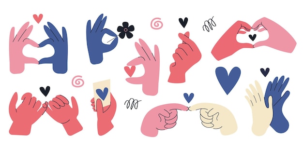 Dos manos forman el signo del corazón de los dedos Símbolo del amor Tarjeta de San Valentín Concepto de reconciliación