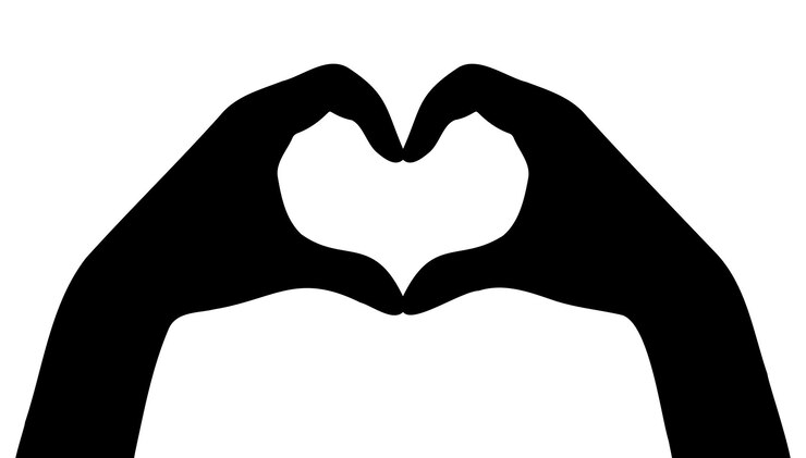 Vector dos manos haciendo la silueta del corazón signo gesto de la mano