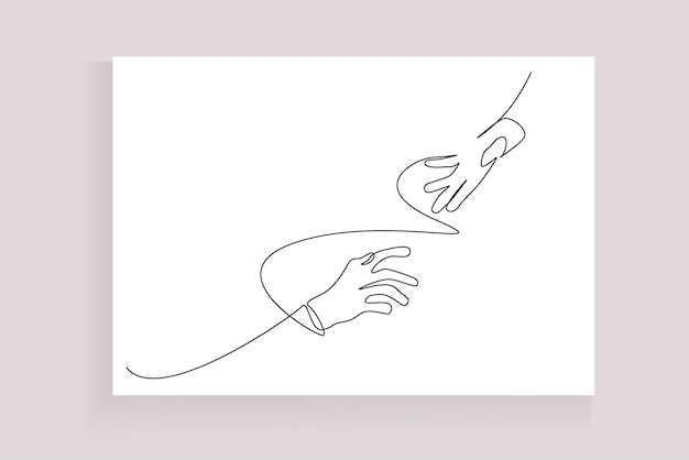 dos manos humanas dedos tocando el arte lineal de confianza