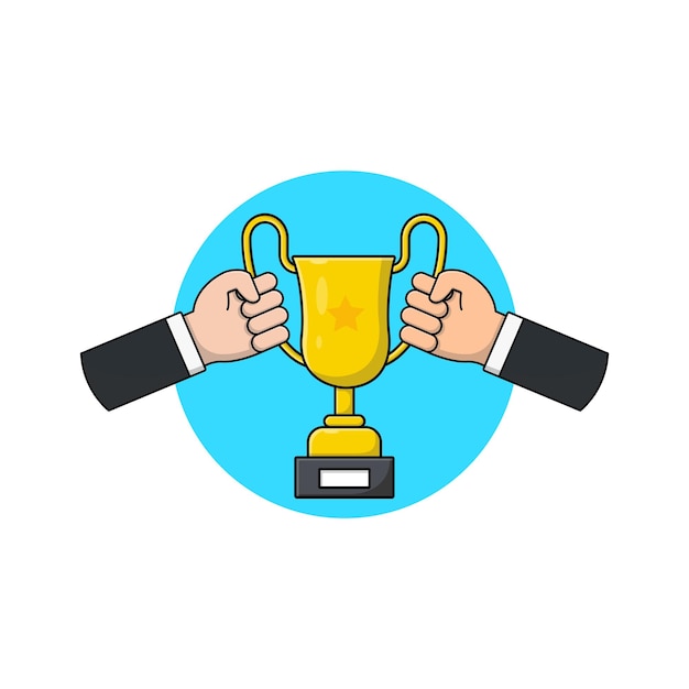 Dos manos luchando por un trofeo Vector Ilustración Competición de negocios Diseño conceptual