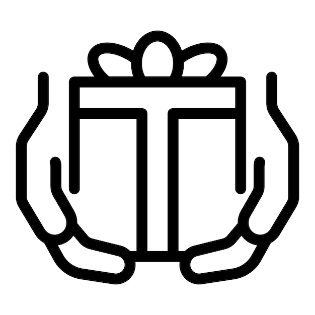Dos manos sosteniendo cuidadosamente una caja de regalos con una cinta en la parte superior