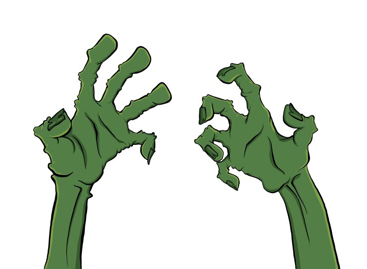 Dos manos de Zombie aisladas en blanco para Halloween