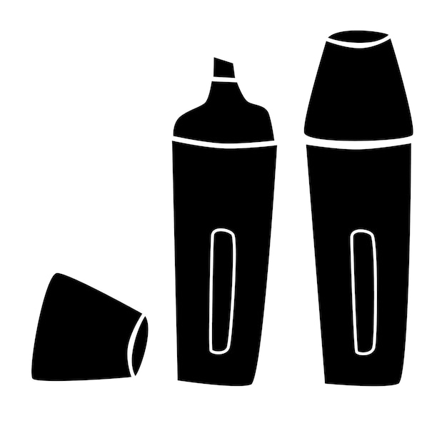 dos marcadores resaltados sobre un fondo blanco al estilo de un garabato Ilustración simple