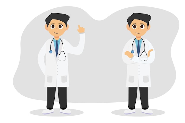 dos médicos visten un uniforme blanco con estetoscopio