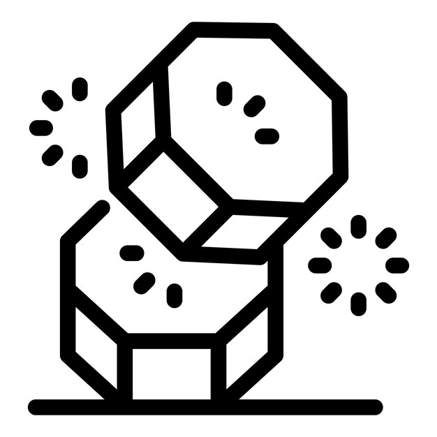 Dos moléculas hexagonales que chocan liberando partículas de energía icono