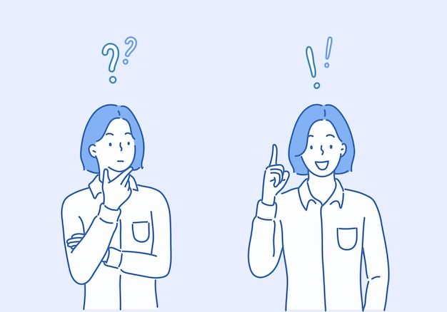 Dos mujeres, una de las cuales tiene signos de interrogación en la cabeza, la otra tiene signos de interrogación en la cabeza.