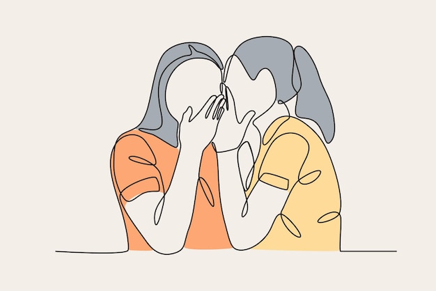 Dos mujeres están susurrando algo en el dibujo de Gossip Oneline.
