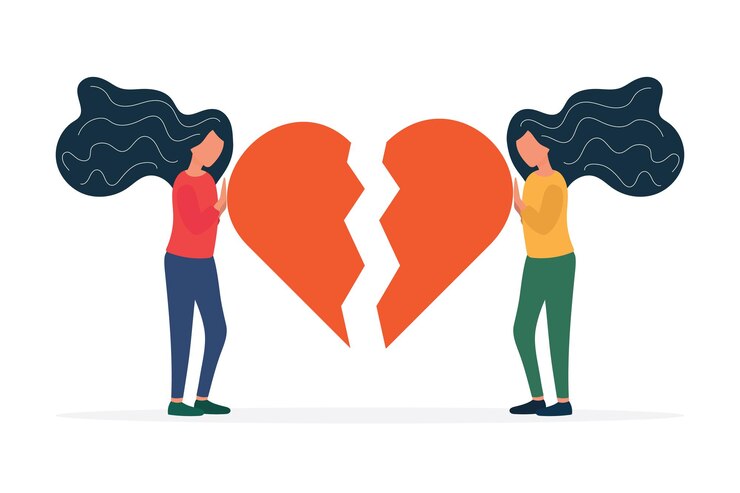 Vector dos niñas recogen un rompecabezas del corazón hermanas novias corazón roto