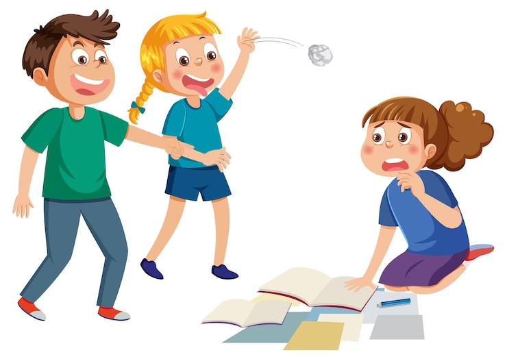 Vector dos niños burlándose de una chica