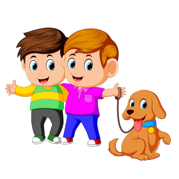 Dos niños con perro