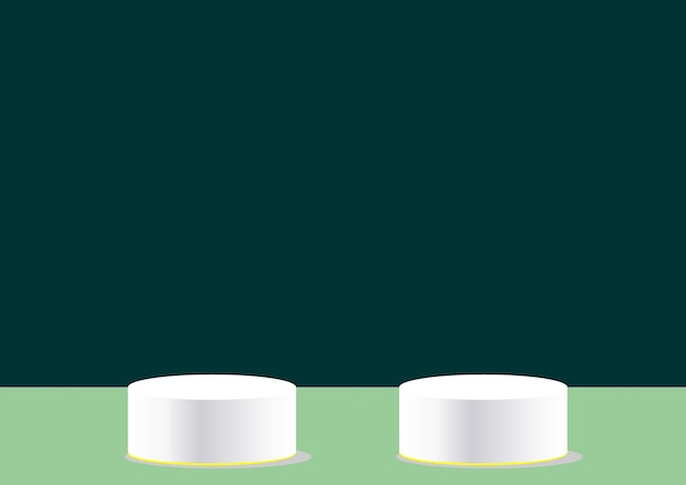 dos objetos blancos están en una mesa verde con un fondo verde