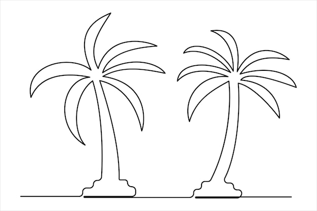 dos palmeras están dibujadas en un fondo blanco