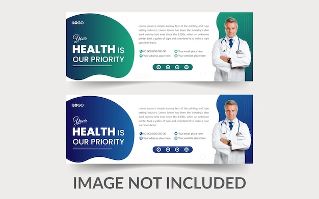 Dos pancartas para un servicio de salud y salud.