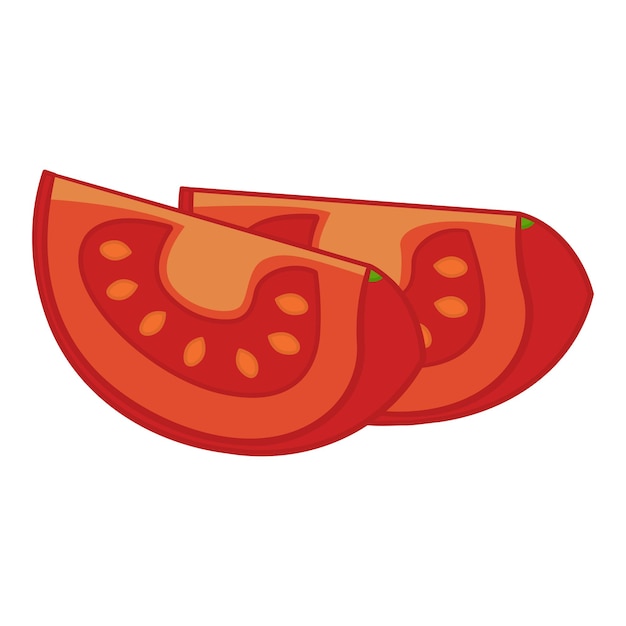 Vector dos pedazos de tomate maduro