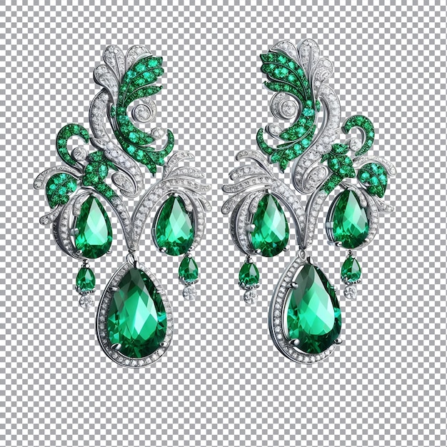 Dos pendientes con diamantes en un fondo transparente