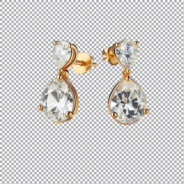 Dos pendientes con diamantes en un fondo transparente
