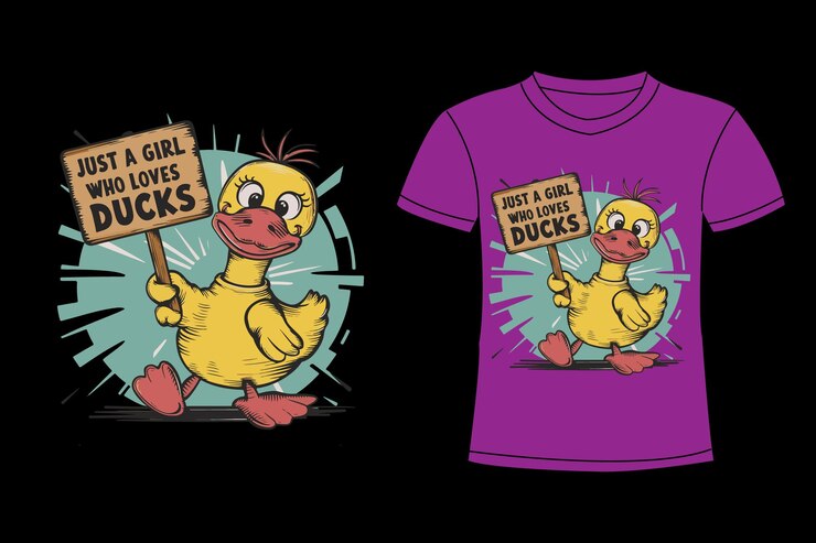 dos personajes de dibujos animados con un pato amarillo y un letrero que dice que a las niñas les encantan los patos