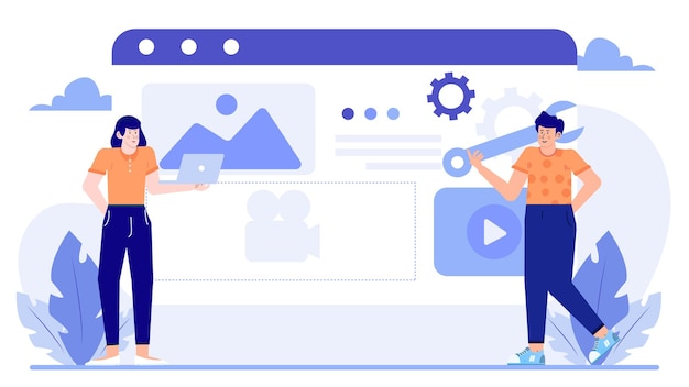 Dos personas en el equipo de contenido son la creación de videos, blogs y artículos