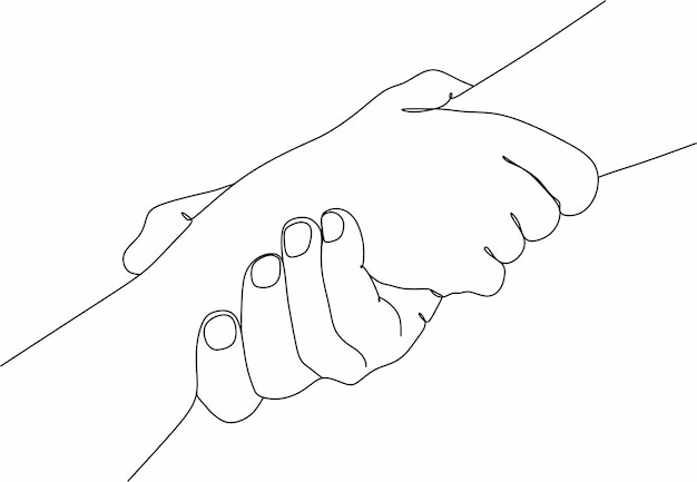 Dos personas están de acuerdo y estrechan la mano una ilustración de vector de línea contigua estrechando la mano