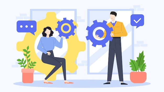 Dos personas están hablando de idea de negocio y estrategia