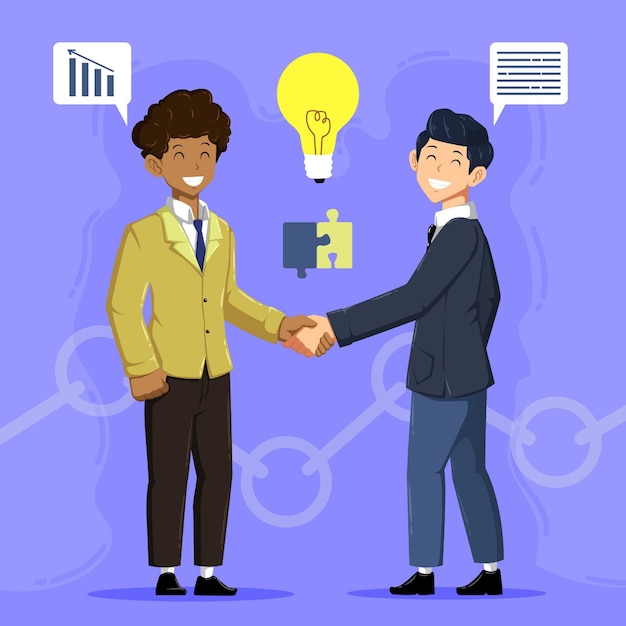 Dos personas haciendo diseño plano de concepto de colaboración de trabajo