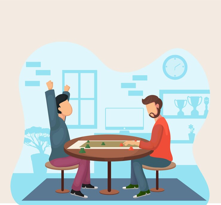 Dos personas jugando un juego de mesa en un escritorio.