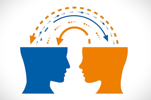 Dos personas que se comunican Concepto de intercambio de ideas experiencias y pensamientos Ilustración vectorial