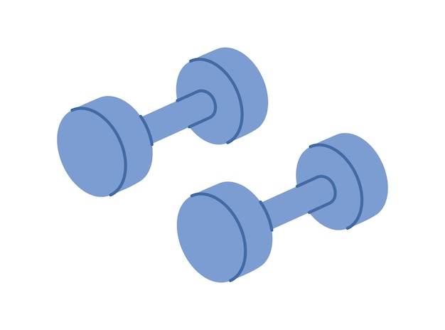 Dos pesas azules para fitness y deporte Equipo atlético para ejercicios de fuerza Entrenamiento muscular