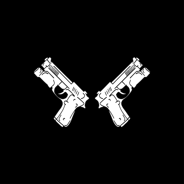 Dos pistolas dibujadas a mano ilustrativas vectoriales