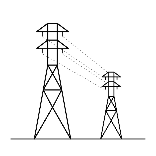 Vector dos postes de alto voltaje.