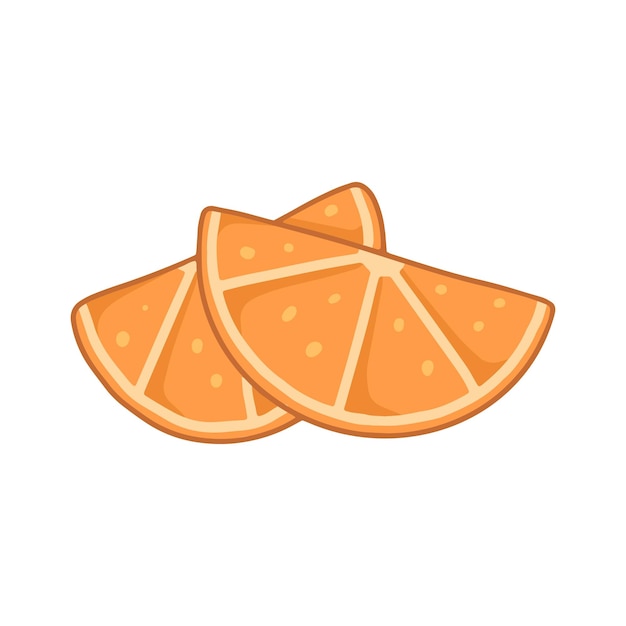 Dos rodajas de naranja en estilo de dibujos animados vector ilustración aislada