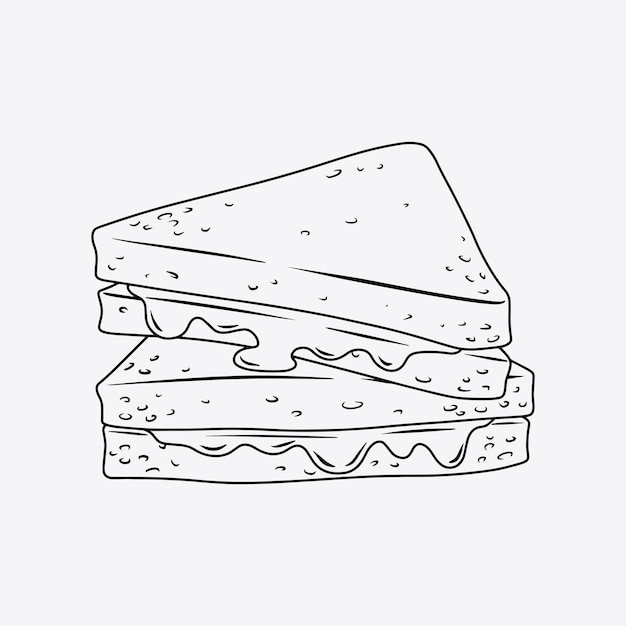 Dos sándwiches de queso a la parrilla apilados Ilustración de línea delgada