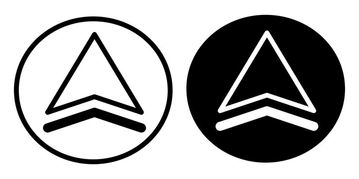 Vector dos signos en blanco y negro con uno que dice triángulo