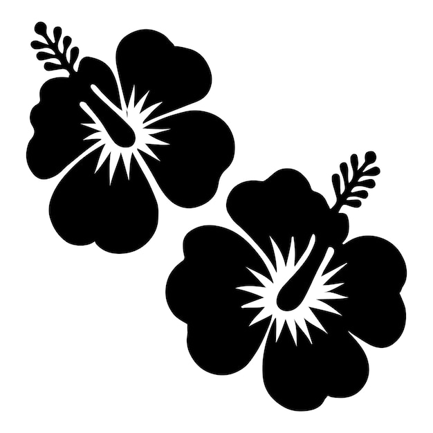 Dos siluetas de flores de hibisco negro
