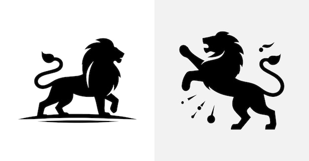 Dos siluetas de leones heráldicos y majestuosos