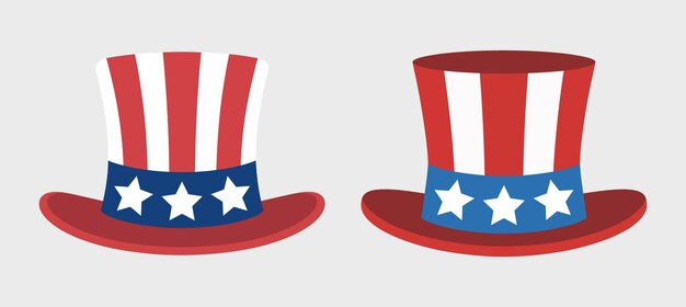 Dos sombreros patrióticos del tío Sam para el 4 de julio.