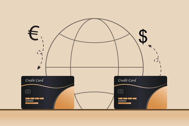 Dos tarjetas de crédito se muestran en una mesa una de los Estados Unidos y la otra de Europa