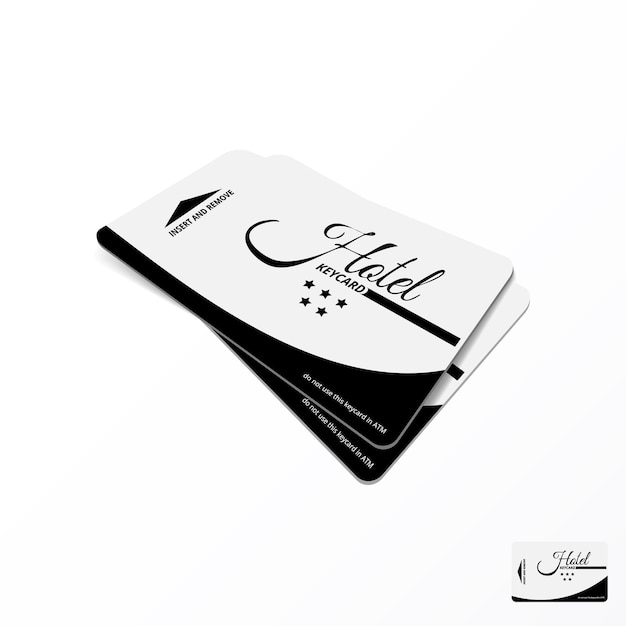 Dos tarjetas de hotel realistas en mesa blanca