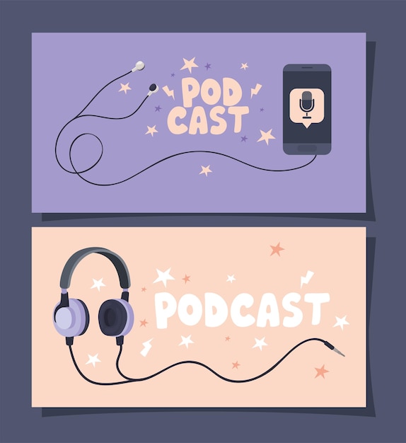 Dos tarjetas de podcast