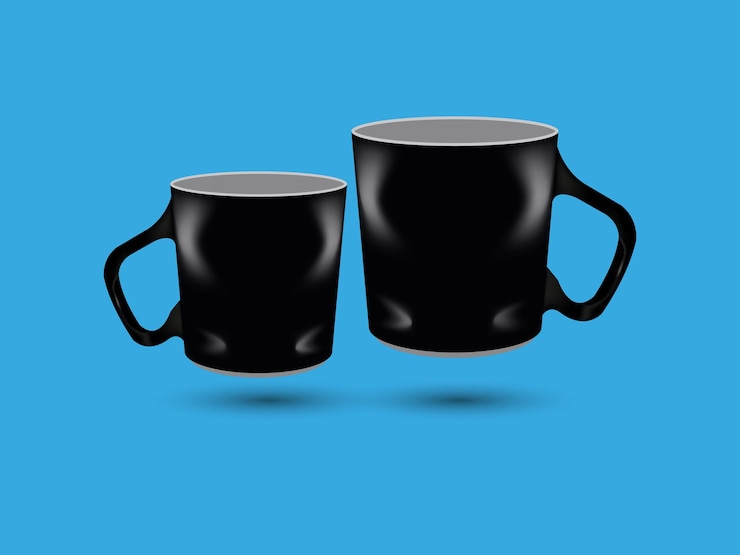 Vector dos tazas en negro y blanco plantilla